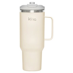 클리나 뉴원더 보온보냉 빨대 손잡이 차량용 대용량 텀블러, 크림, 1.2L, 1개