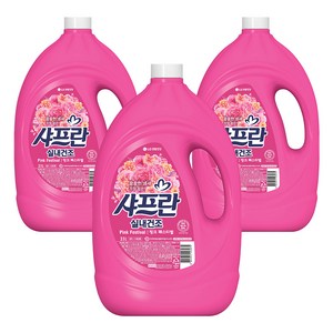 샤프란 실내건조 섬유유연제 핑크 페스티벌 본품, 3.1L, 3개