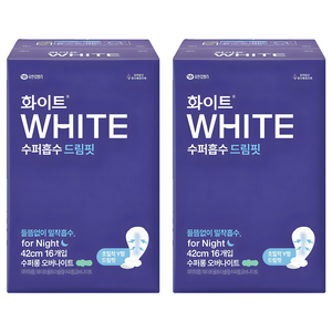 화이트 수퍼흡수 드림핏 수퍼롱 생리대 날개형, 오버나이트 이상, 16개입, 2개