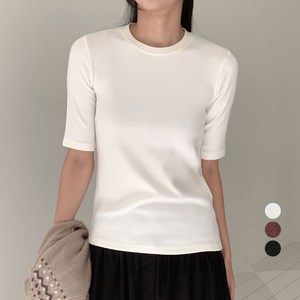 아피나르 여성용 슬림핏 하프슬리브 웜업 기모 티셔츠