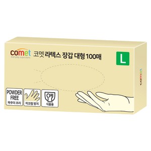 코멧 라텍스장갑 100매입, 화이트, 대(L), 1개