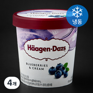 하겐다즈 블루베리 앤 크림 아이스크림 (냉동), 1개입, 473ml, 4개