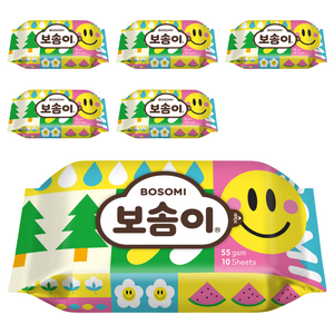보솜이 펀앤플레이 라이트 물티슈 휴대용, 55g, 10매, 6개
