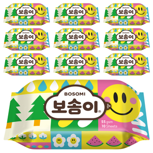 보솜이 펀앤플레이 라이트 물티슈 휴대용, 55g, 10매, 10개