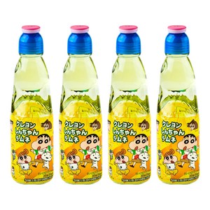 하타라무네 크레용신짱 파인애플향 라무네 탄산음료, 200ml, 4개