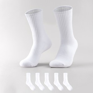 삭피엔스 데오프레시 쿠션 스포츠 장목 밴드 양말 5켤레 세트, L, 화이트, 1세트