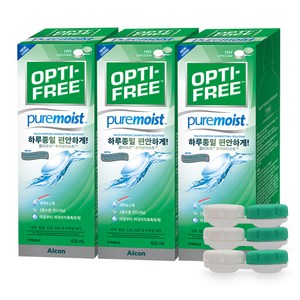 옵티프리 퓨어모이스트 렌즈세정액 3p + 렌즈케이스 3p, 420ml, 1세트