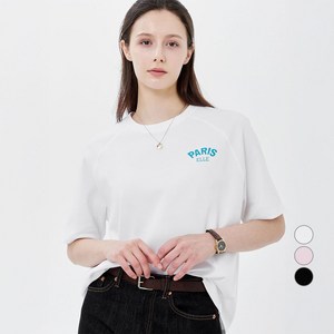 ELLE PARIS 여성용 오버핏 Paris 라글란 반팔 티셔츠