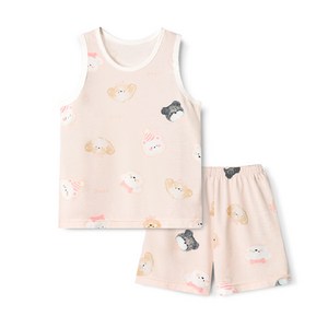 유니프랜드 아동용 해피퍼피 쿨 민소매 내의 상하의 세트