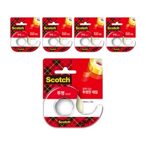 스카치 테이프 디스펜서 18mm x 15m 581D, 투명, 5개