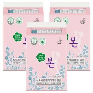 유기농본 유기농 제이본 팬티라이너, 일반, 34개입, 3개