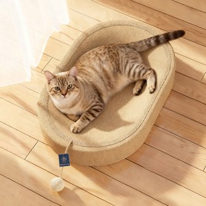 딩동펫 고양이 사이잘 눕눕 스크래쳐 캣닢 침대, 베이지, 61 x 40 x ..., 1개