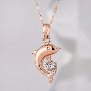 주리에떼 14K/18K 여성용 돌고래 럭키비키 금 목걸이 + 사은품 반지 + 쇼핑백
