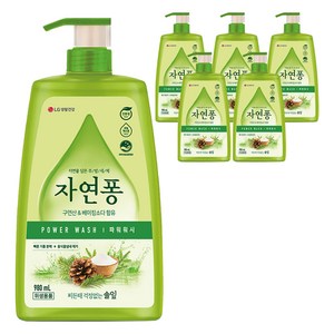 자연퐁 찌든때 걱정없는 솔잎 파워워시 주방세제 용기형, 980ml, 6개