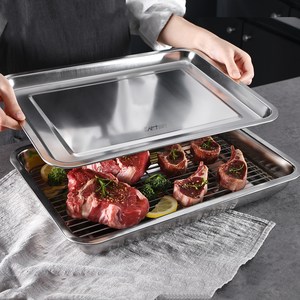 키친아트 연마제 없는 스텐 사각트레이, 395 x 295 ..., 밧드 + 랙 + 트..., 1세트