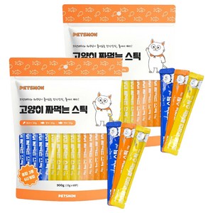 펫츠몬 고양이 짜먹는 스틱, 혼합맛(닭고기/참치..., 900g, 2개