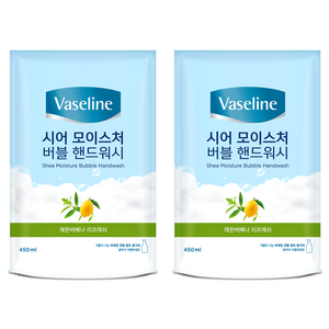 바세린 시어 모이스처 버블 핸드워시 레몬버베나향 리필, 450ml, 2개
