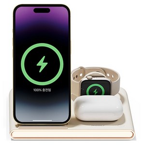 무아스 23W 플립스퀘어 3in1 고속 무선충전 무드등 거치대