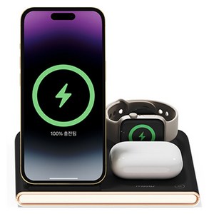 무아스 23W 플립스퀘어 3in1 고속 무선충전 무드등 거치대