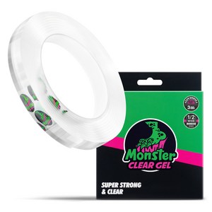 몬스터 폭좁은 클리어겔 다용도 초강력 양면테이프 15mm x 3m, 투명, 1개