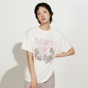 마르디메크르디 여성용 플라워 자르댕 면 티셔츠