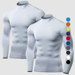 아르메데스 남성용 무지테크핏 반목 터틀 긴팔 축구 야구 등산 라이딩 트래킹 베이스레이어 언더레이어 상의 2p AR-53