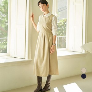ELLE PARIS 스웨이드 플리츠 뷔스티에 원피스