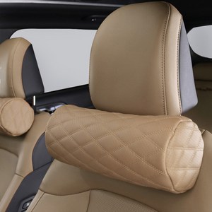 지엠지모터스 타공 가죽 메모리폼 차량용 목쿠션, 새들브라운, 1개