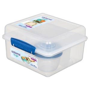 Sistema 런치 큐브 MAX 샌드위치 샐러드 도시락통 2L + 요거트 용기, 오션블루, 1개