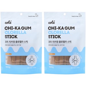 꼬뜨 강아지 치카껌 스틱, 클로렐라, 100g, 2개