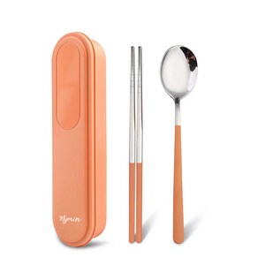 마이민 무소음 스텐 수저세트, 오렌지, 숟가락 + 젓가락 ..., 1개