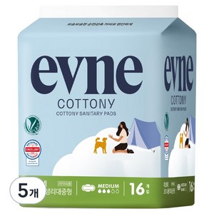 이브네 프리미엄 코트니 생리대 날개형, 중형, 16개입, 5개