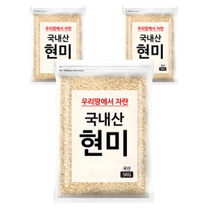 국내산 현미, 5kg, 3개