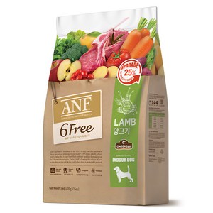 ANF 생후 4개월 이상 인도어 독 식스프리 건식사료, 양, 6kg, 1개