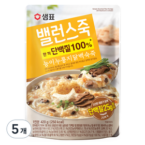 샘표 밸런스죽 능이누룽지닭백숙죽, 420g, 5개