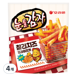 오리온 눈을감자 칠리치즈 프라이즈 스낵, 56g, 4개