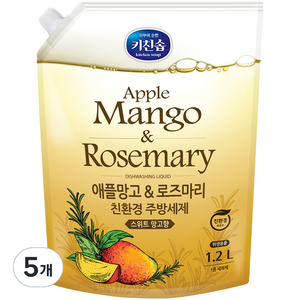 키친솝 애플망고 앤 로즈마리 친환경 주방세제, 1.2L, 5개