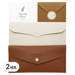 리드홈 안토니오 가죽 용돈지갑 + 메세지카드 + 용돈봉투 세트, 브라운, 2세트
