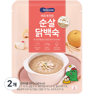 베베쿡 바르게 만든 순살 닭백숙, 200g, 2개