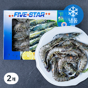 FIVESTAR 말레이시아산 블랙타이거 얼룩 새우 (냉동), 500g(10미), 2개