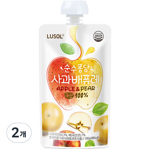 루솔 순수퐁당 퓨레, 혼합맛(사과/배), 100g, 2개