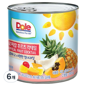 돌 후르츠 칵테일 원터치, 432g, 6개