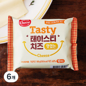 서울우유치즈 테이스티 치즈 맛있는 10매입, 180g, 6개