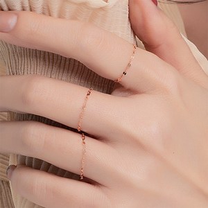 엘렌쥬얼리 여성용 14K 타이니 아몬드 체인 반지 쇼핑백