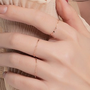 엘렌쥬얼리 여성용 14K 타이니 아몬드 체인 반지 쇼핑백