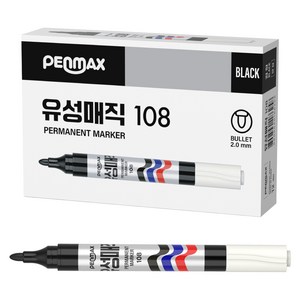펜맥스 유성매직 108, 흑색, 12개