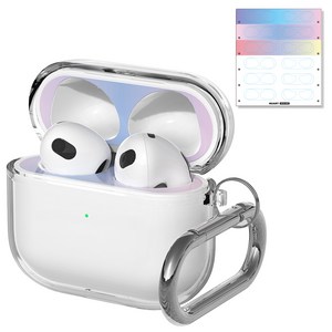 누아트 에어팟 크리스탈 TPU 변색방지 젤리케이스 + 디자인 철가루 방지스티커 6개입