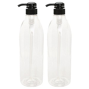 DP1000 용기 1000ml + 디스펜서, 투명+검정, 2개