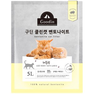 구딘 클린캣 벤토나이트 고양이 모래, 5L, 1개, 레몬향