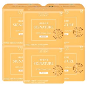 내츄럴코튼 시그니처 울트라슬림 생리대 날개형, 중형, 12개입, 6개